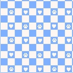 Checker Puppy love paws _bright blue