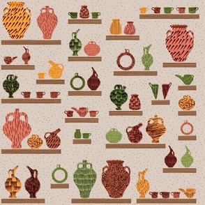 Midcentury Minoan Pottery - 70s colors