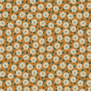 medium// Cream Dahlias on Brownish Orange_8x10"