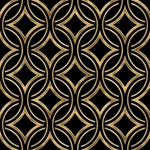 Gilded Diamond Circles in Gold and Black (Medium Scale)