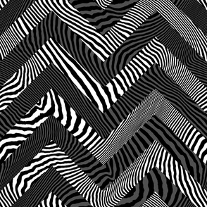 Pattern Clash Opart Chevron, Black and White (Large Scale)