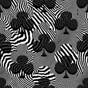 Maximalist Zebra Striped Clubs Motif, Black and White (Large Scale)