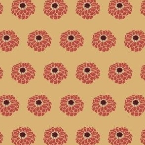 Zinnia Floral Polka Dot, Red and Orange, 3in