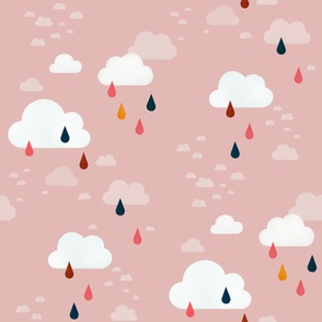 Clouds and raindrops (Pink) - Jumbo