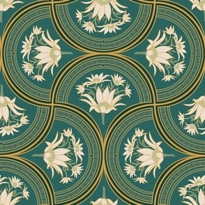 Flannel Flower Fan- Art Nouveau_Green multidirectional - smaller scale