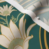 Flannel Flower Fan- Art Nouveau_White fan directional - larger version