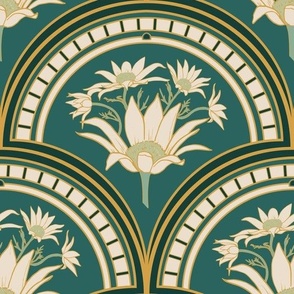 Flannel Flower Fan- Art Nouveau_White fan directional - larger version