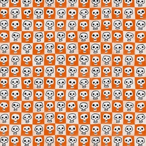 checkered skulls in cheerful orange (small scale)