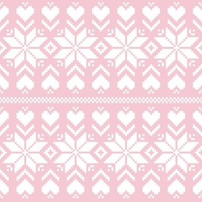 Winter hearts knit Cotton Candy Pink Pastel Christmas