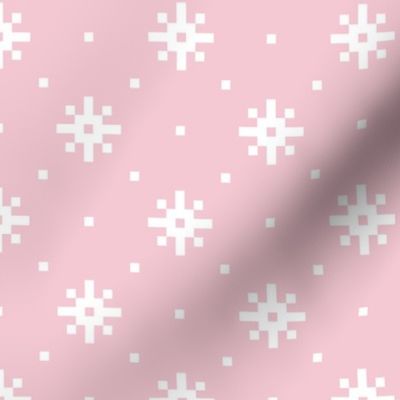 Snowflakes knit white Cotton Candy Pink pastel Christmas