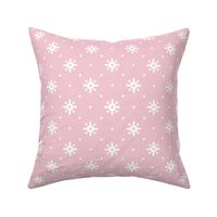 Snowflakes knit white Cotton Candy Pink pastel Christmas