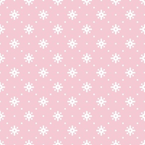 Snowflakes knit white Cotton Candy Pink pastel Christmas