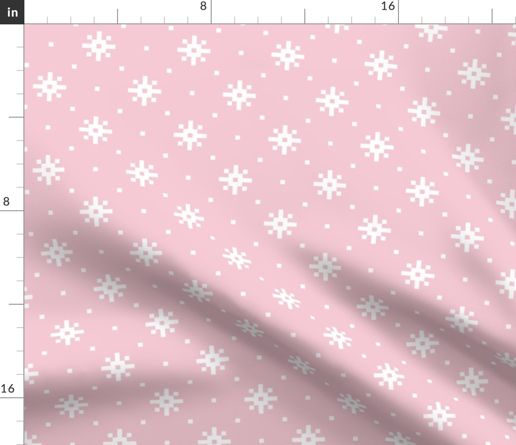 Snowflakes knit white Cotton Candy Pink pastel Christmas