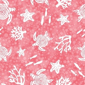Large Scale Sea Turtles on Coral Pink