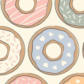 ( large ) donuts, sprinkles, sweet treats 