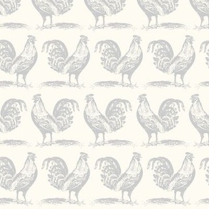 ( small ) Farmhouse, Rooster, hen, vintage, gray