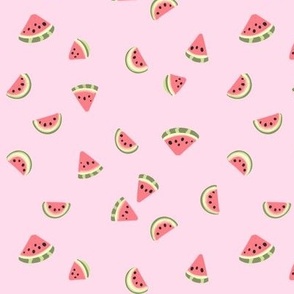Watermelon slices on pink