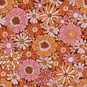 Groovy floral seamless pattern