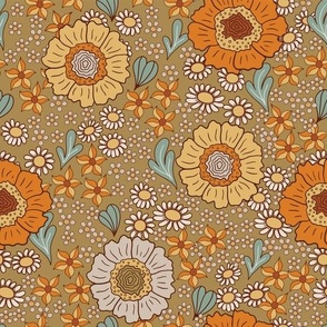 Groovy floral seamless pattern