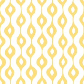 Hand Drawn Doodle Ogee Pinstripes, Mustard Yellow and White (Medium Scale)
