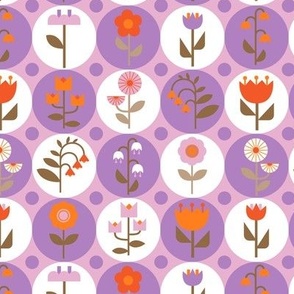 Floral abstract pattern in 60s retro style