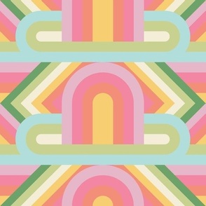 Retro geometric stripes in 70s style