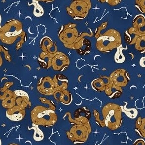 Celestial Snakes on Navy Blue