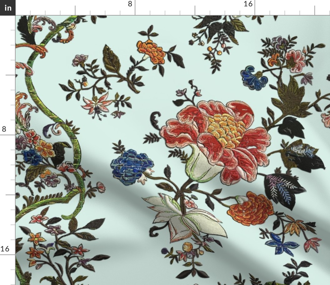 Rococo column embroideries, c. 1720-40