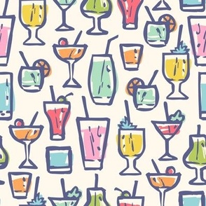 Colorful cocktails for party or holidays in vintage style