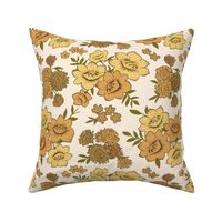 Boho Vintage Floral in Marigold - Retro inspired 