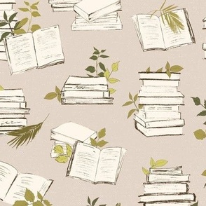 Library Garden in Gray & Olive | Books & Plants | Reading 
