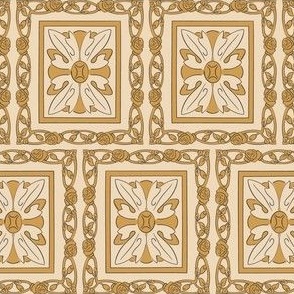 Keepsake Vintage Tile Pattern - Natural and Golden Yellow