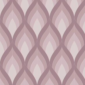 ART DECO BLOSSOMS - THIN LOOSE WHITE LINES, DUSTY ROSE TONES, LARGE SCALE