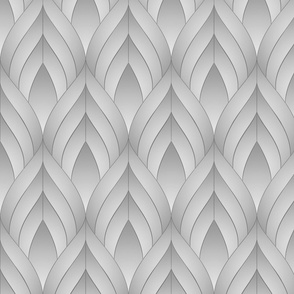 ART DECO BLOSSOMS - THIN LOOSE LINES, FADED GRAY PALETTE, LARGE SCALE