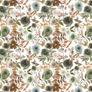 Watercolor Olive Green Floral (SM)