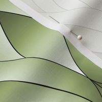 ART DECO BLOSSOMS - THIN LOOSE LINES, GREEN PALETTE, LARGE SCALE