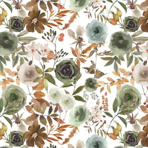 Watercolor Olive Green Floral (LG)