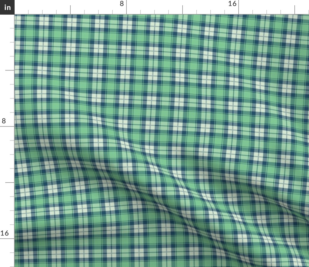 Traditional vintage plaid - three tone checker vintage tartan maximalist trend nursery design green blue nineties 
