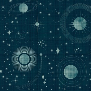 Planets & Stars in Blue