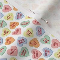 Cat Candy Hearts - White, Small Scale