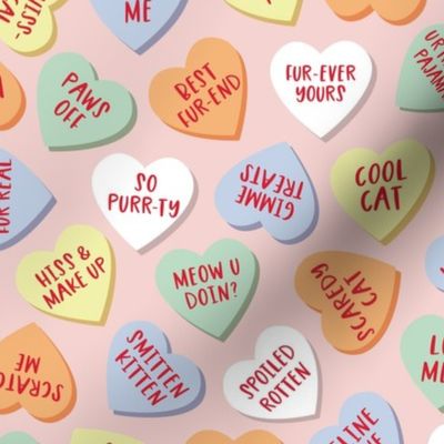 Cat Candy Hearts - Pink, Large Scale