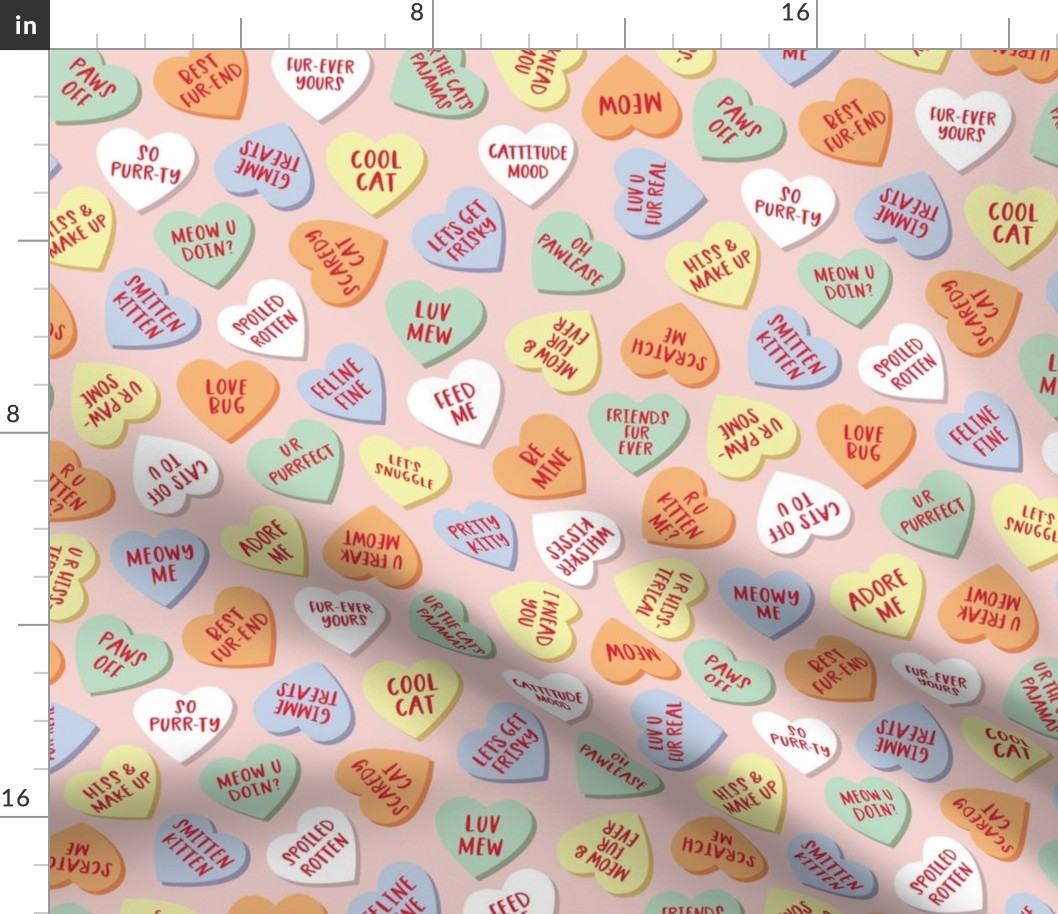 Cat Candy Hearts - Pink, Large Scale