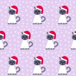 Christmas rag doll kitties on lilac 