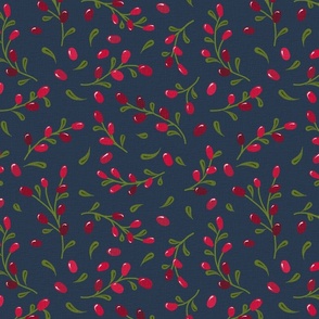 BERRIES-CHRISTMAS Navy Blue Background