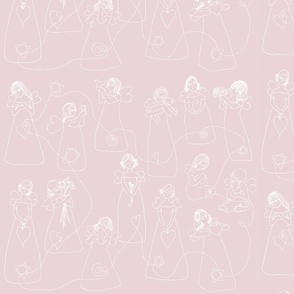 mid scale_Hand drawing art line angels joy and dream - blessed and holly cute baby angel love_cotton candy background