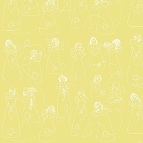 mid scale_Hand drawing art line angels joy and dream - blessed and holly cute baby angel love_buttercup light yellow background