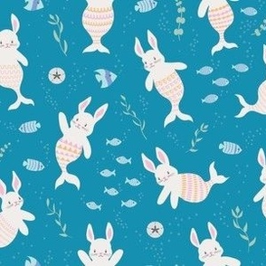 Mermaid Bunnies - Small Scale - Easter Colors - Merbunnies Merbunny Rabbits Bunny Cute Kawaii Animals 