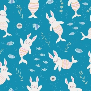 Mermaid Bunnies - Medium Scale - Easter Colors - Merbunnies Merbunny  Rabbits Bunny 