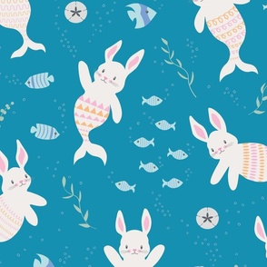 Mermaid Bunnies - Large Scale - Easter Colors - Merbunnies Merbunny  Rabbits Bunny 