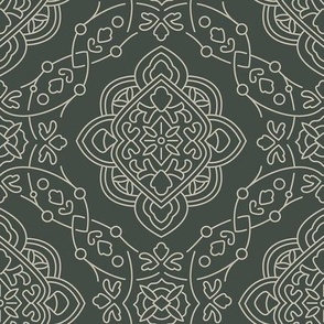 Fancy That - Ornate Filigree Tile in Navy and Cream